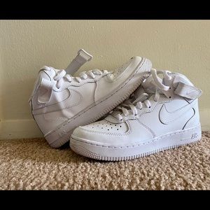White Nike (boys) Mid Air Force 1s